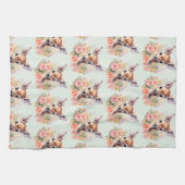 Schattige hert omgeven door Rozen Theedoek (Horizontaal)