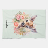 Schattige hert omgeven door Rozen Theedoek (Horizontaal)