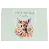 Schattige hert omgeven door Rozen verjaardag Groot Cadeauzakje (Voorkant)