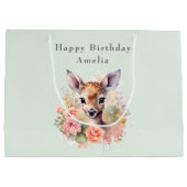 Schattige hert omgeven door Rozen verjaardag Groot Cadeauzakje (Achterkant)