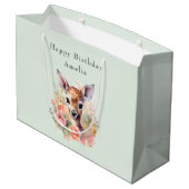 Schattige hert omgeven door Rozen verjaardag Groot Cadeauzakje (Achterkant Gekanteld)