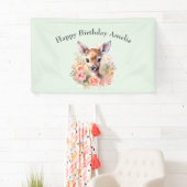 Schattige hert omgeven door Rozen verjaardag Spandoek (Insitu)