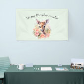 Schattige hert omgeven door Rozen verjaardag Spandoek (Beurs)