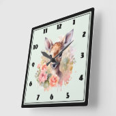 Schattige hert omgeven door Rozen Vierkante Klok (Hoek)