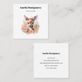 Schattige hert omgeven door Rozen Vierkante Visitekaartje