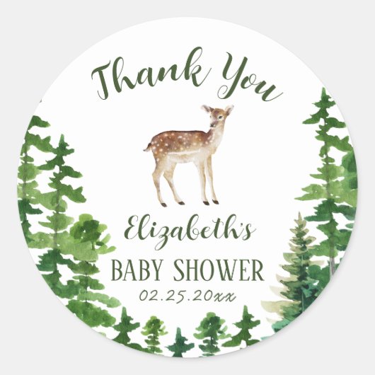 Schattige herten Baby shower dank u Ronde Sticker (Voorkant)