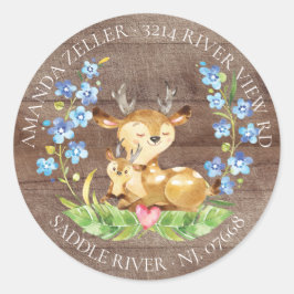 Schattige herten Baby shower retour adreslabel Ronde Sticker
