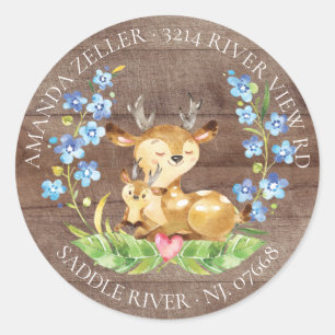 Schattige herten Baby shower retour adreslabel Ronde Sticker