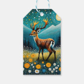 Schattige Herten Bloemen Meadow Fantasy Nieuwjaar Cadeaulabel (Achterkant)