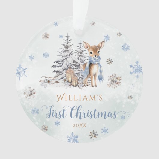 Schattige Herten Eerste Kerst Ornament Acryl (voorkant)