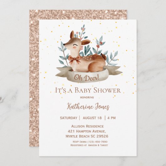 Schattige Herten Geslacht Neutraal Rustiek Baby sh Kaart (Voorkant / Achterkant)