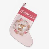 Schattige Herten Gingerbread Roze Kerstkous Kleine Kerstsok (Voorkant (Hangend))