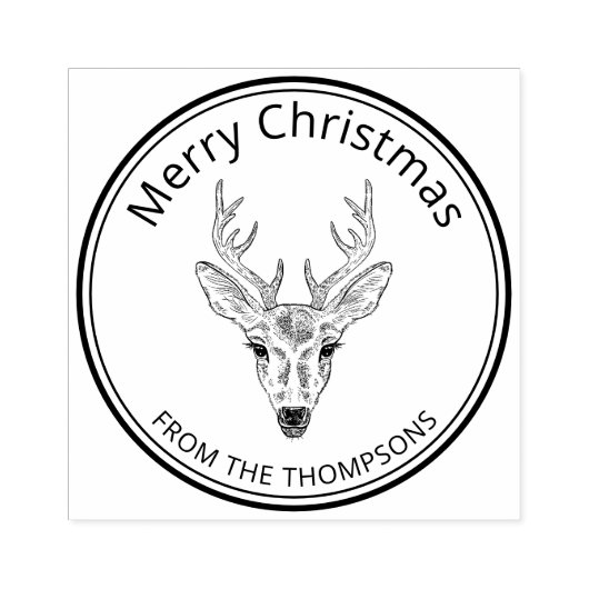 Schattige Herten Hoofd Lijn-Art Ontwerp Vrolijk Ke Rubberstempel (Afrduk)