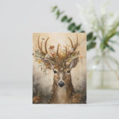 Schattige Herten in een bloemenkroon Briefkaart (Staand voorkant)