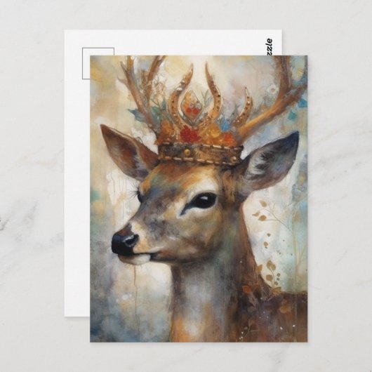 Schattige Herten in een kroon Briefkaart (Voorkant / Achterkant)