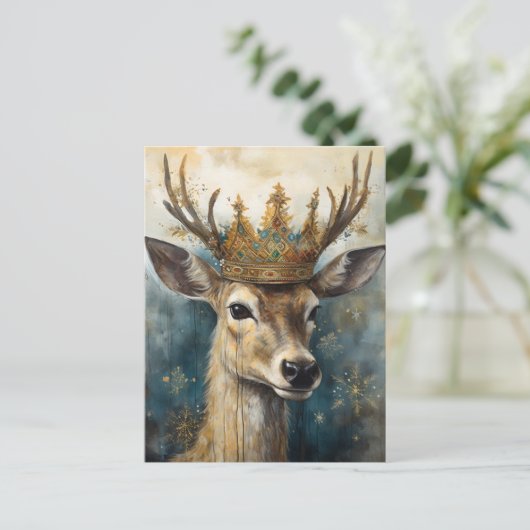Schattige Herten in een kroon Briefkaart (Staand voorkant)