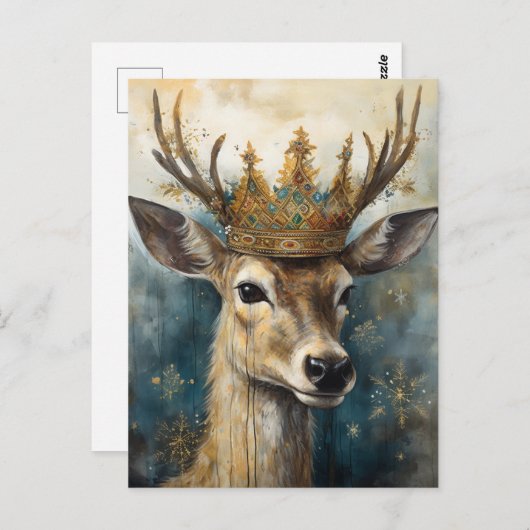 Schattige Herten in een kroon Briefkaart (Voorkant / Achterkant)