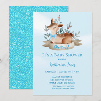 Schattige Herten Jongen's Baby shower Invitation Kaart