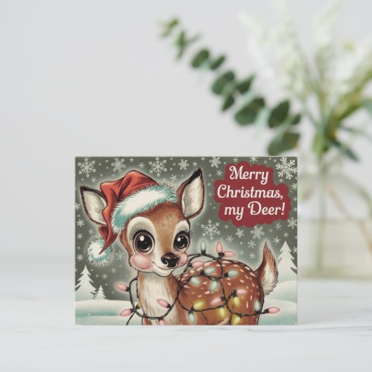 Schattige  Herten Kerst Briefkaart (Staand voorkant)