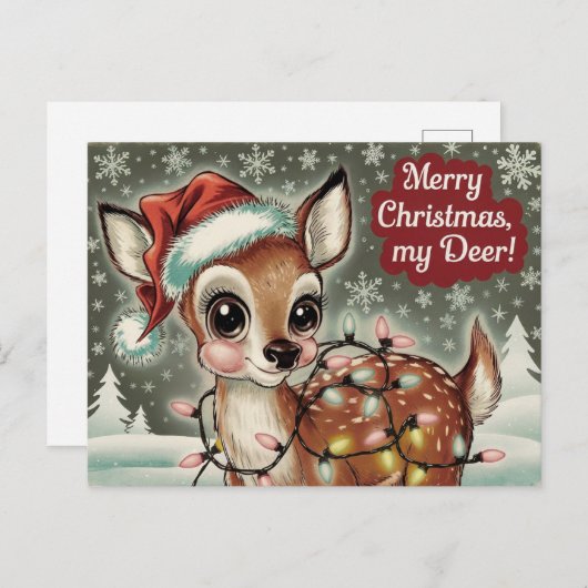 Schattige  Herten Kerst Briefkaart (Voorkant / Achterkant)