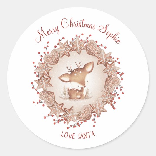 Schattige Herten Kerst Naar Van Naam Stickers (Voorkant)