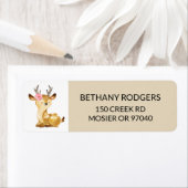 Schattige herten meisje Baby shower envelop retour Etiket (Insitu)