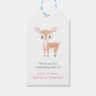 Schattige Herten Meisje Baby shower Favor Tags Cadeaulabel