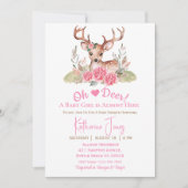 Schattige Herten Meisje Waterverf Bloemen Baby sho Kaart (Voorkant)