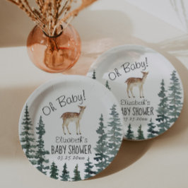 Schattige Herten Oh Baby Baby shower Papieren Bordje