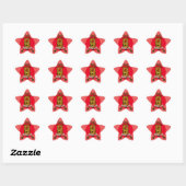 Schattige Herten Rood Kerst Kind`s Naam Ster Sticker (Vel)
