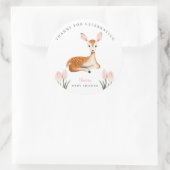 Schattige Herten Roze Bloemen Baby shower Ronde Sticker (Tas)