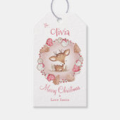 Schattige herten roze kerstcadeau Label Cadeaulabel (Voorkant)