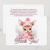 Schattige Herten Roze Pet Sjaal Winter Wonderland  Bedankkaart (Voorkant / Achterkant)