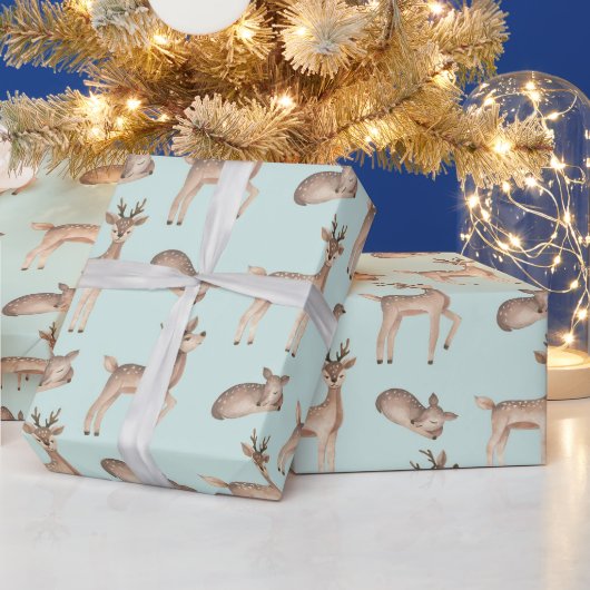Schattige herten thema kerst cadeaupapier (Feestdagen)