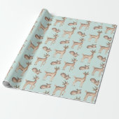 Schattige herten thema kerst cadeaupapier (Uitgerold)