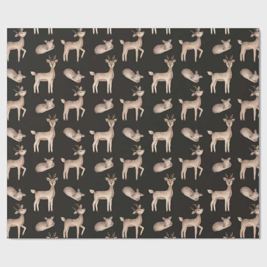 Schattige herten thema kerst cadeaupapier (Vlak)