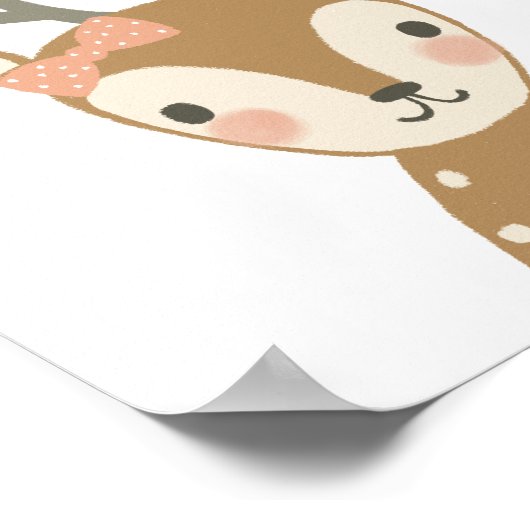 Schattige Herten Wees Vriendelijk Kinder Poster (Hoek)