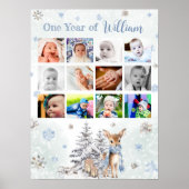 Schattige herten winter eerste jaar foto mijlpaal  poster (Voorkant)