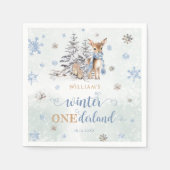 Schattige Herten Winter Onederland Jongen Verjaard Servet (Voorkant)