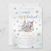 Schattige Herten Winter Onederland Verjaardag Kaart (Voorkant)