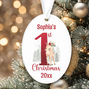 Schattige hertenbos nummer één eerste kerst ornament