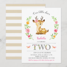 Schattige hertenmeisje Woodland Floral 2e tweede v