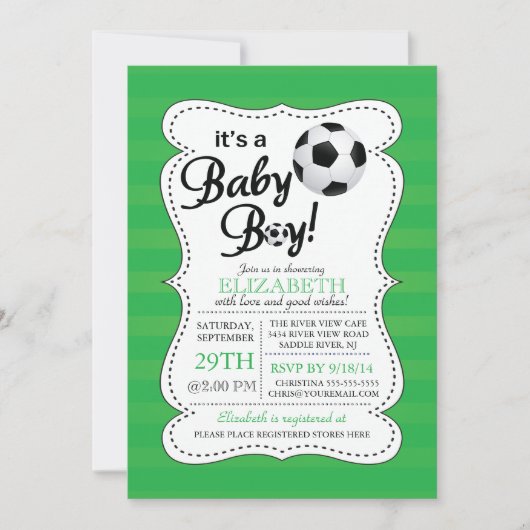 Schattige Het is een Baby Boy Soccer Baby shower Kaart (Voorkant)