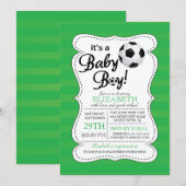Schattige Het is een Baby Boy Soccer Baby shower Kaart (Voorkant / Achterkant)