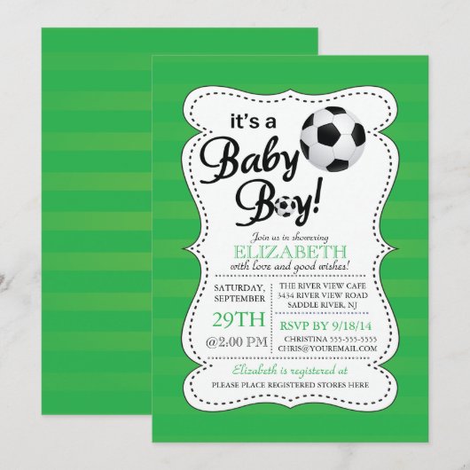 Schattige Het is een Baby Boy Soccer Baby shower Kaart (Voorkant / Achterkant)