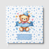 Schattige Het is een baby shower van een teddybeer Gastenboek (Voorkant)