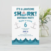 Schattige Het is een Jawsome Shark Birthday Party Kaart (Staand voorkant)