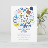 Schattige Het is een jongen! Boys Baby shower Invi Kaart (Staand voorkant)
