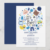 Schattige Het is een jongen! Boys Baby shower Invi Kaart (Voorkant / Achterkant)