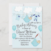 Schattige Het is een Jongen Clothesline Baby showe Save The Date (Voorkant)